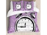 Abakuhaus Copripiumino Hipster, Sveglia Retrò Grunge, Antiacaro, Adatto A Chi Soffre Di Allergie, Con Federe, 155 Cm X 220 Cm - 80 X 80 Cm, Viola, Bianco, Nero