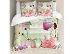 Abakuhaus Copripiumino Con Fiori, Boccioli Floreali Astratti, Antiacaro, Adatto A Chi Soffre Di Allergie, Con Federe, 155 Cm X 220 Cm - 80 X 80 Cm, Rosa Pallido Lilla