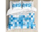 Abakuhaus Copripiumino Astratto, Mosaico Geometrico 3D, Antiacaro, Adatto A Chi Soffre Di Allergie, Con Federe, 200 Cm X 200 Cm - 80 X 80 Cm, Azzurro, Blu, Bianco