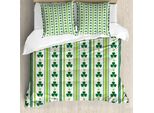 Abakuhaus Set Copripiumino Per Letti Matrimoniali, Motivi A Trifogli Irlandesi, Antiacaro, Adatto A Chi Soffre Di Allergie, Con Federe, Verde Lime, Verde Scuro, Bianco