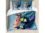 Abakuhaus Copripiumino Sirena, Acconciatura Oceanic, Antiacaro, Adatto A Chi Soffre Di Allergie, Con Federe, 200 Cm X 200 Cm - 80 X 80 Cm, Multicolore