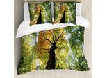 Abakuhaus Copripiumino Baum, Wald Herbst Wachstum Eco, Antiacaro, Adatto A Chi Soffre Di Allergie, Con Federe, 155 Cm X 220 Cm - 80 X 80 Cm, Marrone Scuro Verde Chiaro