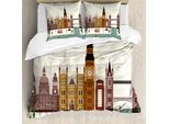 Abakuhaus London Copripiumino, Motivo Big Ben, Antiacaro, Adatto A Chi Soffre Di Allergie, Con Federe, 200 Cm X 200 Cm - 80 X 80 Cm, Multicolore