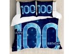 Abakuhaus 100° Compleanno Copripiumino, Century Nonni, Antiacaro Adatto A Chi Soffre Di Allergie Con Federe, 155 Cm X 220 Cm - 80 X 80 Cm, Azzurro E Blu Scuro