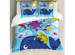 Abakuhaus Copripiumino Wal, Animali Marini, Antiacaro, Adatto A Chi Soffre Di Allergie, Con Federe, 155 Cm X 220 Cm - 80 X 80 Cm, Multicolore