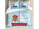 Abakuhaus Ahoi Sein Ein Boy Copripiumino, Baby Shower Bear, Antiacaro, Adatto A Chi Soffre Di Allergie, Con Federe, 200 Cm X 200 Cm - 80 X 80 Cm, Multicolore