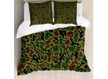 Abakuhaus Copripiumino Camo, Motivo Estivo Grungy, Antiacaro, Adatto A Chi Soffre Di Allergie, Con Federe, 200 Cm X 200 Cm - 80 X 80 Cm, Verde Kaki Marrone