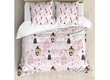 Abakuhaus Copripiumino Matrimoniale, Motivo Disegnato "Matrimonio"", Antiacaro, Adatto A Chi Soffre Di Allergie, Con Federe, 155 Cm X 220 Cm - 80 X 80 Cm, Rosa, Bianco, Nero"