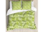 Abakuhaus Copripiumino Libelle, Floral Libelle Wings, Antiacaro, Adatto A Chi Soffre Di Allergie, Con Federe, 200 Cm X 200 Cm - 80 X 80 Cm, Verde Chiaro Verde Scuro