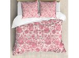 Abakuhaus Copripiumino Corallo, Rose Vintage Femminili, Antiacaro, Adatto A Chi Soffre Di Allergie, Con Federe, 155 Cm X 220 Cm - 80 X 80 Cm, Corallo Scuro Cocco