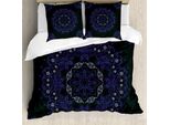 Abakuhaus Copripiumino Blu Scuro, Mandala, Antiacaro, Adatto A Chi Soffre Di Allergie, Con Federe, 155 Cm X 220 Cm - 80 X 80 Cm, Blu Viola Cocco
