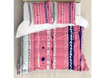 Abakuhaus Copripiumino Coral, Linee Doodle, Antiacaro, Adatto A Chi Soffre Di Allergie, Con Federe, 200 Cm X 200 Cm - 80 X 80 Cm, Coral Indigo Coconut