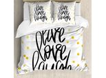 Abakuhaus Vivi, Ridi, Ama Copripiumino, Phrase Dots, Antiacaro, Adatto A Chi Soffre Di Allergie, Con Federe, 200 Cm X 200 Cm - 80 X 80 Cm, Nero, Bianco, Giallo