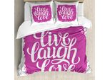 Abakuhaus Vivi, Ridi, Ama Copripiumino, Motivazione Alla Vita, Antiacaro, Adatto A Chi Soffre Di Allergie, Con Federe, 155 Cm X 220 Cm - 80 X 80 Cm, Fucsia Bianco