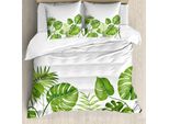 Abakuhaus Copripiumino, Foglie Che Volteggiano Botanic, Antiacaro Adatto A Chi Soffre Di Allergie Con Federe, 155 Cm X 220 Cm - 80 X 80 Cm, Verde Pallido
