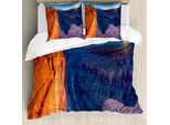 Abakuhaus Americana Copripiumino, Alba A Toroweap, Antiacaro Adatto A Chi Soffre Di Allergie Con Federe, 200 Cm X 200 Cm - 80 X 80 Cm, Viola Grigio Arancione Blu