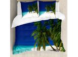 Abakuhaus Copripiumino Ocean, Costa Incontaminata, Antiacaro, Adatto A Chi Soffre Di Allergie, Con Federe, 155 Cm X 220 Cm - 80 X 80 Cm, Blu Navy-Bianco