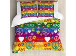 Abakuhaus Fantastico Copripiumino, Herz-Frieden, Antiacaro, Adatto A Chi Soffre Di Allergie, Con Federe, 155 Cm X 220 Cm - 80 X 80 Cm, Multicolore