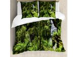 Abakuhaus Copripiumino Rainforest, Rainforest Fall River, Antiacaro, Adatto A Chi Soffre Di Allergie, Con Federe, 200 Cm X 200 Cm - 80 X 80 Cm, Verde