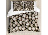 Abakuhaus Copripiumino Sportivo, Emblema Sportivo Baseball, Antiacaro, Adatto A Chi Soffre Di Allergie, Con Federe, 155 Cm X 220 Cm - 80 X 80 Cm, Beige Rosso