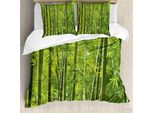 Abakuhaus Copripiumino In Bambù, Bambù Tropicale Esotico, Antiacaro, Adatto A Chi Soffre Di Allergie, Con Federe, 155 Cm X 220 Cm - 80 X 80 Cm, Verde