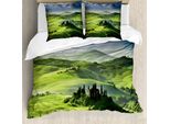 Abakuhaus Copripiumino Naturale, Alba Nella Valle, Antiacaro Adatto A Chi Soffre Di Allergie Con Federe, 200 Cm X 200 Cm - 80 X 80 Cm, Verde Blu