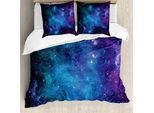 Abakuhaus Copripiumino Space, Stelle Galattiche Nello Spazio, Antiacaro, Adatto A Chi Soffre Di Allergie, Con Federe, 200 Cm X 200 Cm - 80 X 80 Cm, Blu Navy Viola