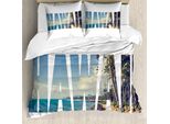 Abakuhaus Copripiumino Hawaiano, Tema Hawaii, Antiacaro, Adatto A Chi Soffre Di Allergie, Con Federe, 200 Cm X 200 Cm - 80 X 80 Cm, Blu Verde