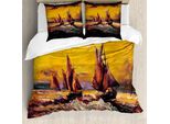Abakuhaus Copripiumino Land, Nave Da Crociera Sun, Antiacaro, Adatto A Chi Soffre Di Allergie, Con Federe, 155 Cm X 220 Cm - 80 X 80 Cm, Giallo Arancione