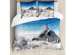 Abakuhaus Copripiumino Berg, Berg Sunny Sky, Antiacaro, Adatto A Chi Soffre Di Allergie, Con Federe, 155 Cm X 220 Cm - 80 X 80 Cm, Bianco Blu