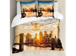 Abakuhaus New York Copripiumino, Panorama Urbano Di Brooklyn, Antiacaro, Adatto A Chi Soffre Di Allergie, Con Federe, 200 Cm X 200 Cm - 80 X 80 Cm, Multicolore