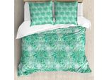 Abakuhaus Copripiumino Turchese, Motivo Floreale Con Berillo, Antiacaro, Adatto A Chi Soffre Di Allergie, Con Federe, 155 Cm X 220 Cm - 80 X 80 Cm, Verde