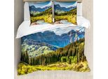 Abakuhaus Copripiumino Paesaggio, Berg Forest River, Antiacaro, Adatto A Chi Soffre Di Allergie, Con Federe, 155 Cm X 220 Cm - 80 X 80 Cm, Multicolore