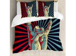 Abakuhaus Copripiumino Musicale, Rock 'N' Roll Handzeichen, Antiacaro, Adatto A Chi Soffre Di Allergie, Con Federe, 200 Cm X 200 Cm - 80 X 80 Cm, Multicolore