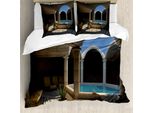 Abakuhaus Copripiumino Paesaggio, Spa Relax Piscina, Antiacaro, Adatto A Chi Soffre Di Allergie, Con Federe, 200 Cm X 200 Cm - 80 X 80 Cm, Grigio Blu