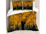 Abakuhaus Copripiumino Con Motivo Alberi, Foglie, Stagione Autunnale, Antiacaro, Adatto A Chi Soffre Di Allergie, Con Federe, 155 Cm X 220 Cm - 80 X 80 Cm, Terra Giallo Marrone