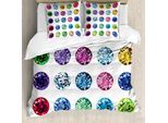 Abakuhaus Copripiumino Diamant, Rombi Ovali Smeraldo, Antiacaro, Adatto A Chi Soffre Di Allergie, Con Federe, 155 Cm X 220 Cm - 80 X 80 Cm, Multicolore