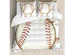 Abakuhaus Copripiumino Baseball, Motivo Pallina Da Baseball, Antiacaro, Adatto A Chi Soffre Di Allergie, Con Federe, 200 Cm X 200 Cm - 80 X 80 Cm, Crema Rosso