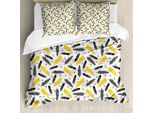 Abakuhaus Copripiumino Giallo, Federn Retro Dots, Antiacaro, Adatto A Chi Soffre Di Allergie, Con Federe, 155 Cm X 220 Cm - 80 X 80 Cm, Giallo Nero