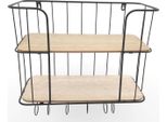 Scaffale A Muro 43X20X31 - 2 Ripiani Con Struttura In Metallo E 6 Ganci