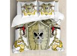 Abakuhaus Copripiumino Drachen, Scudo Drachen Medieval, Antiacaro, Adatto A Chi Soffre Di Allergie, Con Federe, 200 Cm X 200 Cm - 80 X 80 Cm, Giallo Bianco
