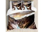 Abakuhaus Copripiumino Yellowstone, Canyon Vista Sulla Foresta, Antiacaro Adatto A Chi Soffre Di Allergie Con Federe, 200 Cm X 200 Cm - 80 X 80 Cm, Marrone