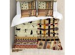 Abakuhaus Copripiumino Tribale, Animali Indigeni Primitivi, Antiacaro, Adatto A Chi Soffre Di Allergie, Con Federe, 155 Cm X 220 Cm - 80 X 80 Cm, Nero Beige