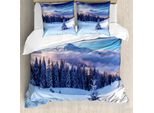Abakuhaus Copripiumino Invernale, Bergspitzen Snowy, Antiacaro, Adatto A Chi Soffre Di Allergie, Con Federe, 200 Cm X 200 Cm - 80 X 80 Cm, Blu E Bianco