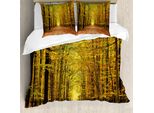 Abakuhaus Copripiumino Fallen, Weg In Den Wald, Antiacaro, Adatto A Chi Soffre Di Allergie, Con Federe, 155 Cm X 220 Cm - 80 X 80 Cm, Giallo Marrone