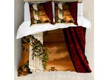 Abakuhaus Copripiumino Gotico, Paesaggio Greco Al Tramonto, Antiacaro, Adatto A Chi Soffre Di Allergie, Con Federe, 200 Cm X 200 Cm - 80 X 80 Cm, Multicolore