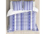 Abakuhaus Set Copripiumino A Righe Per Letti Matrimoniali, Simbolo Dell'ancora Nautica, Antiacaro, Adatto A Chi Soffre Di Allergie, Con Federe, Viola Viola