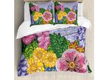 Abakuhaus Copripiumino Colorato, Fiori Naturali, Antiacaro, Adatto A Chi Soffre Di Allergie, Con Federe, 155 Cm X 220 Cm - 80 X 80 Cm, Viola Verde
