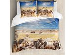 Abakuhaus Africa Copripiumino, Africa Safari Park, Antiacaro, Adatto A Chi Soffre Di Allergie, Con Federe, 200 Cm X 200 Cm - 80 X 80 Cm, Multicolore