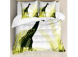 Abakuhaus Africa Copripiumino, Parco Nazionale Giraffa, Antiacaro, Adatto A Chi Soffre Di Allergie, Con Federe, 155 Cm X 220 Cm - 80 X 80 Cm, Verde Chiaro Verde Scuro